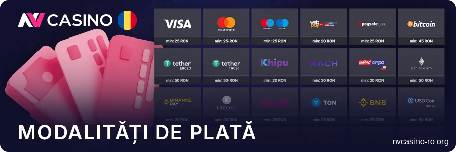 Plățile la NV Casino pentru utilizatorii din România